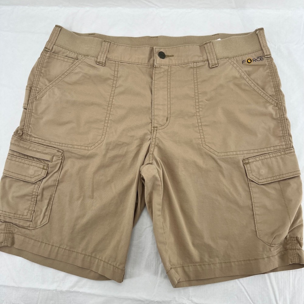 Carhartt Force Womens Tan Relaxed Fit Cargo Shorts Size 16 Ripstop Workwear